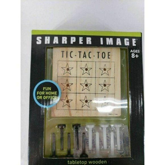 Sharper image Tabletop Tic Tac Toe Game Wooden - Picture 2 of 3
